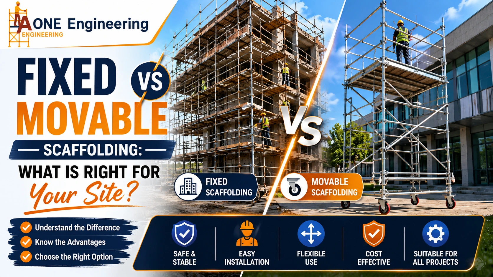 Fixed vs movable scaffolding comparison for construction projects in Lucknow.