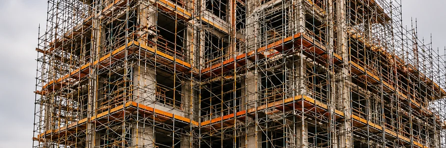 High-rise building scaffolding